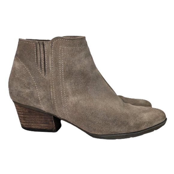 Blondo Valli Taupe Suede Waterproof Heeled Side Zip Ankle Bootie Shoes Sz 9.5 - Picture 5 of 12